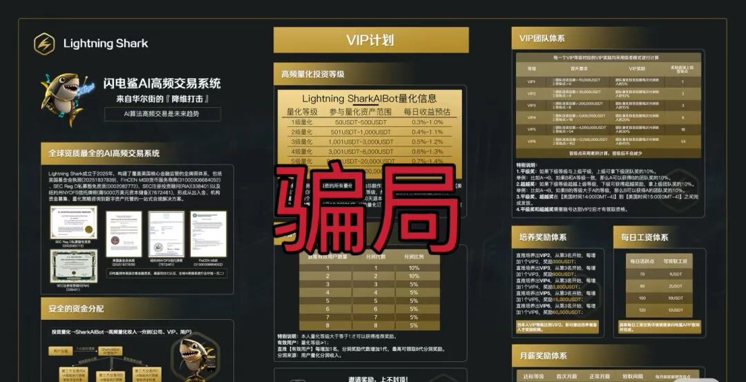 VAX（VaultX）骗局跑路后，诈骗团伙再次开盘闪电鲨AI高频量化资金盘骗局继续收割韭菜，绝对的一轮圈韭菜盘，看见一定要远离！